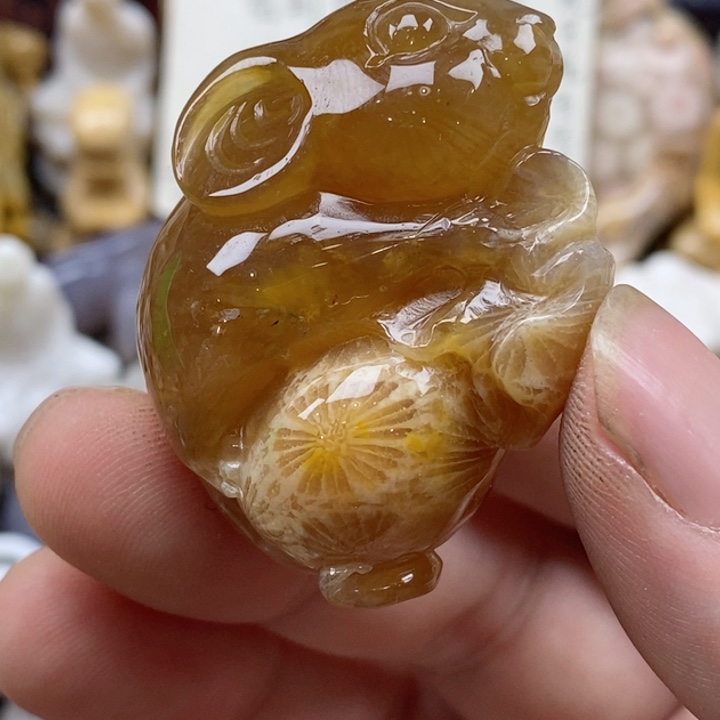 颈饰未镶嵌硅化珊瑚（珊瑚玉）