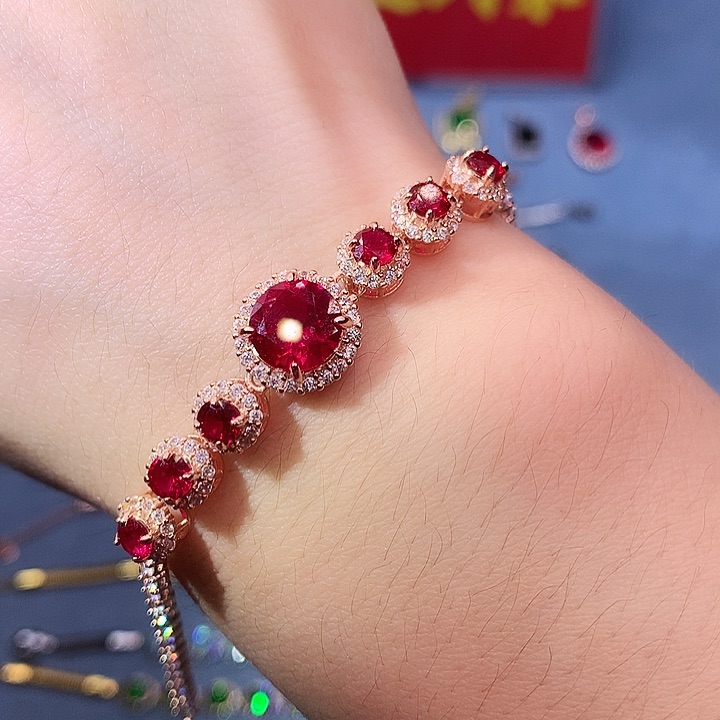 红宝石手链银S925镶嵌