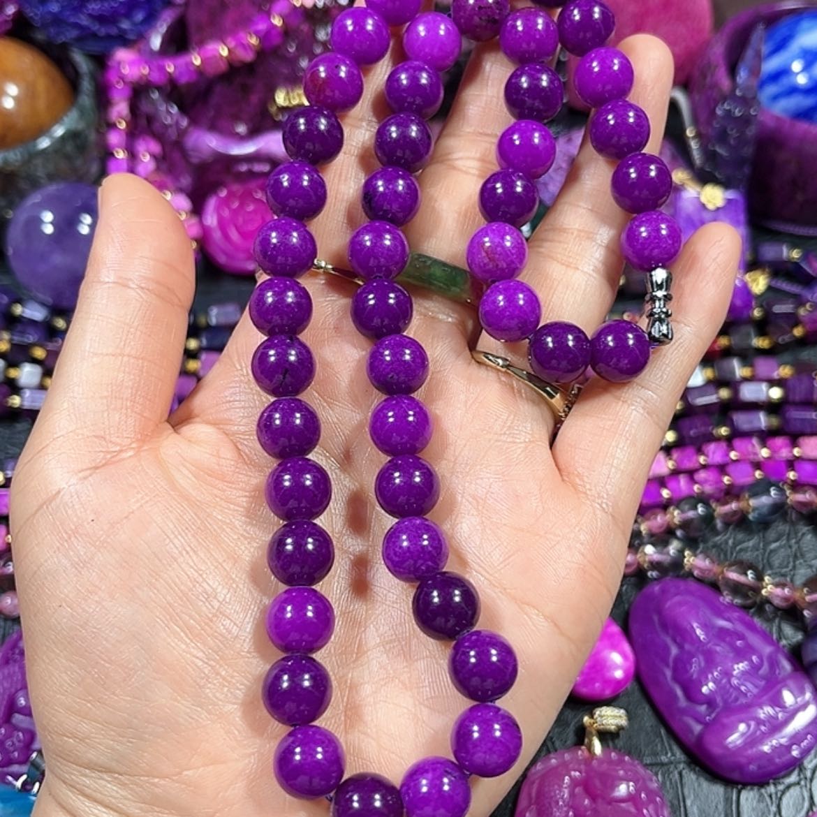 【闪购商品】玻璃DIY舒具石老油料丝绒老油玉华卡10项链高货