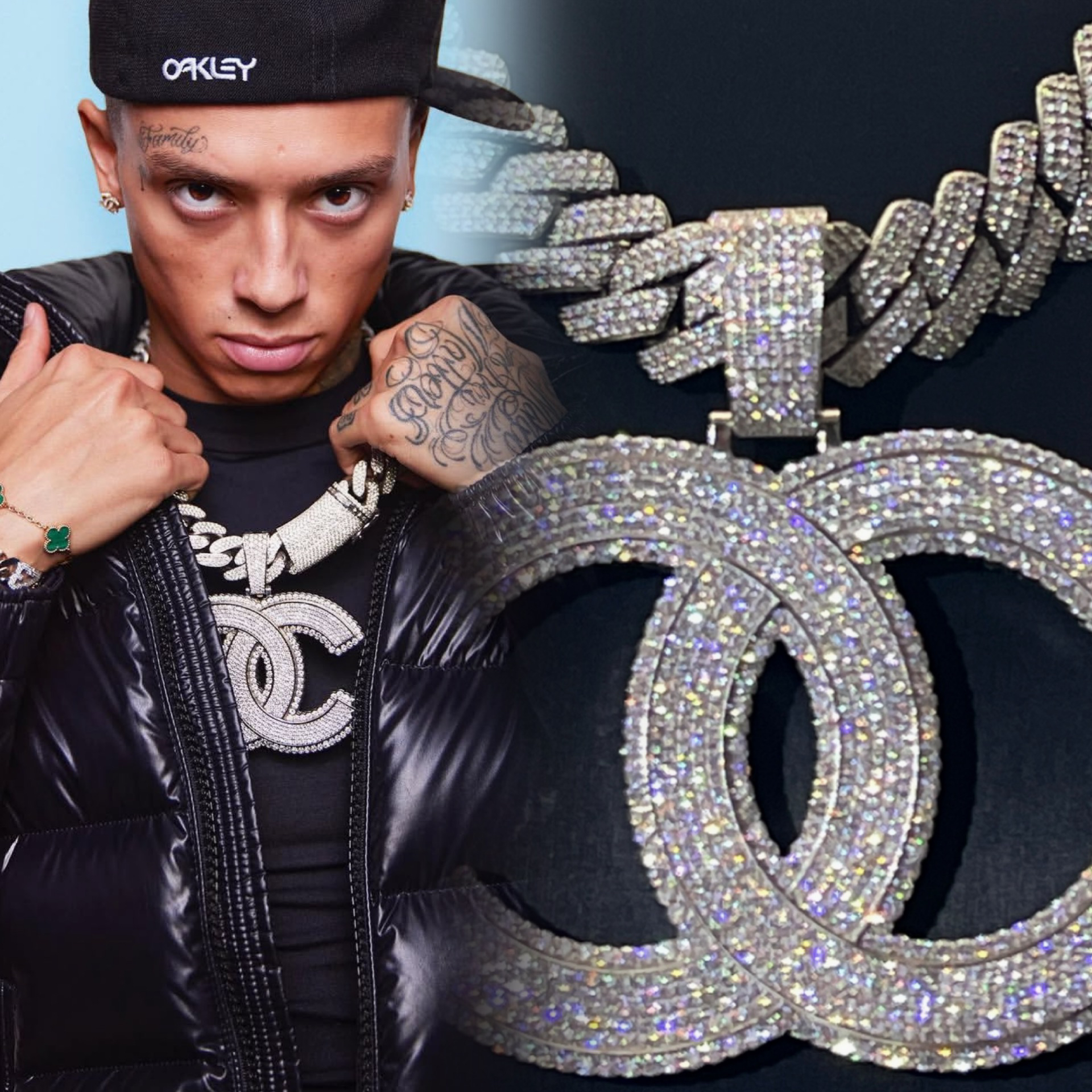 铜合金锆石吊坠 Central cee同款大尺寸欧美嘻哈吊坠满镶锆石