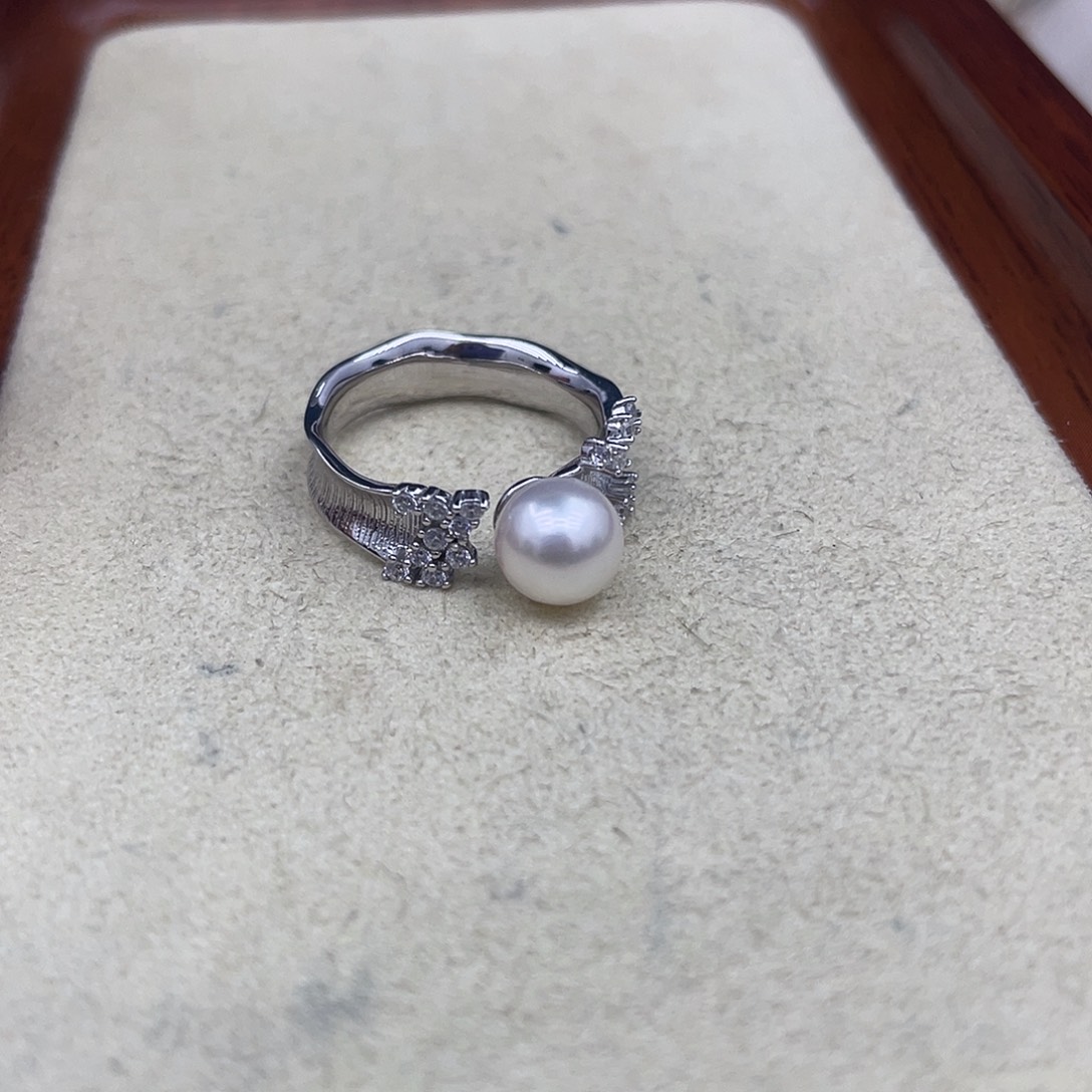海水珍珠戒指银S925镶嵌