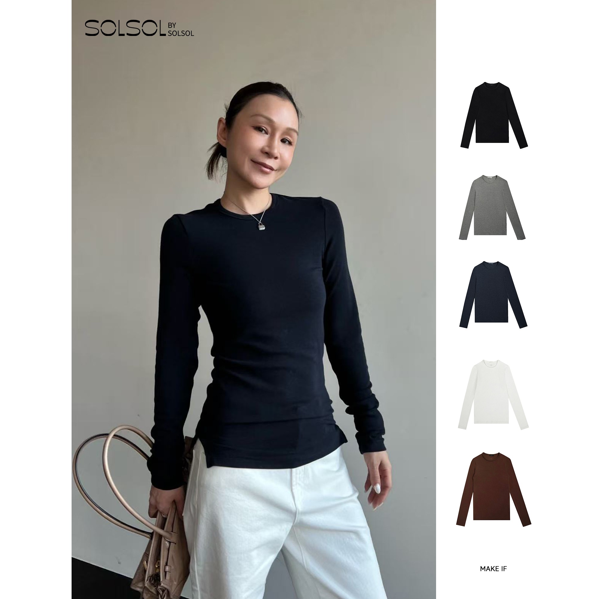 MAKE IF 设计师 26春夏 洋气仿羊绒圆领长袖打底衫TSOLSOL买手店