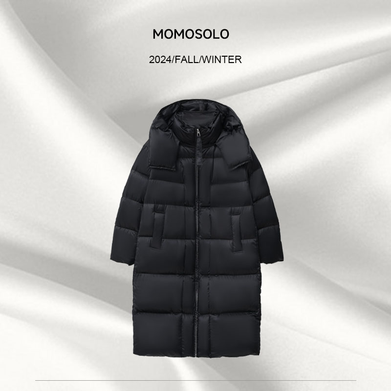 【雅雯专属】“黑标系列” 新品连帽长款90鹅绒羽绒服H88802
