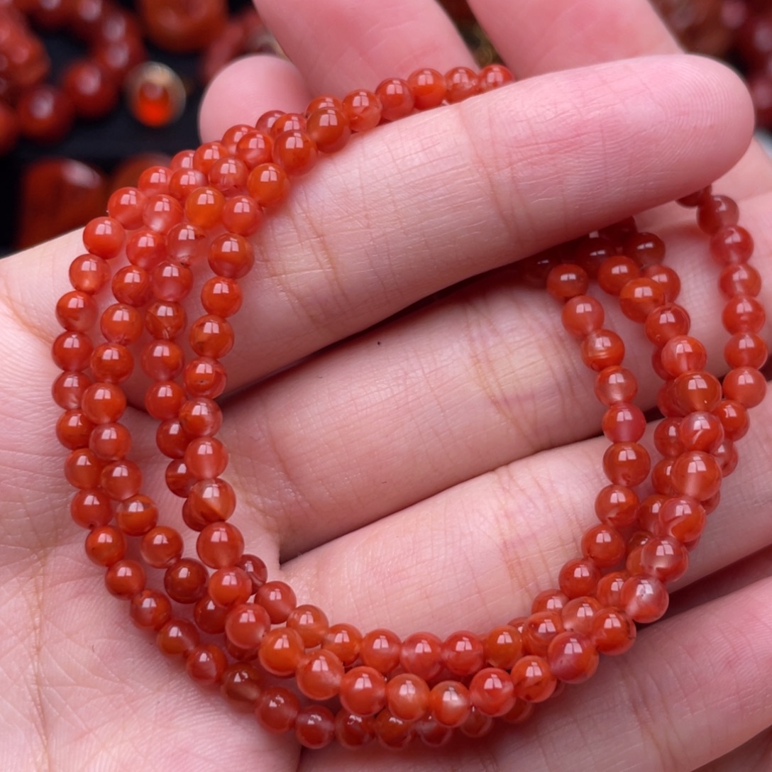 南红玛瑙未镶嵌珠宝奇石多圈4mm