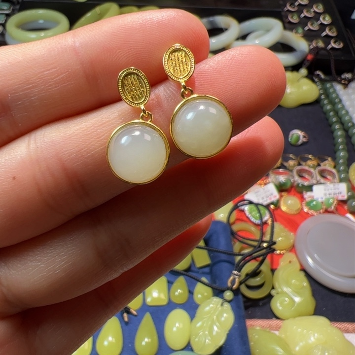 和田玉颈饰银S925镶嵌