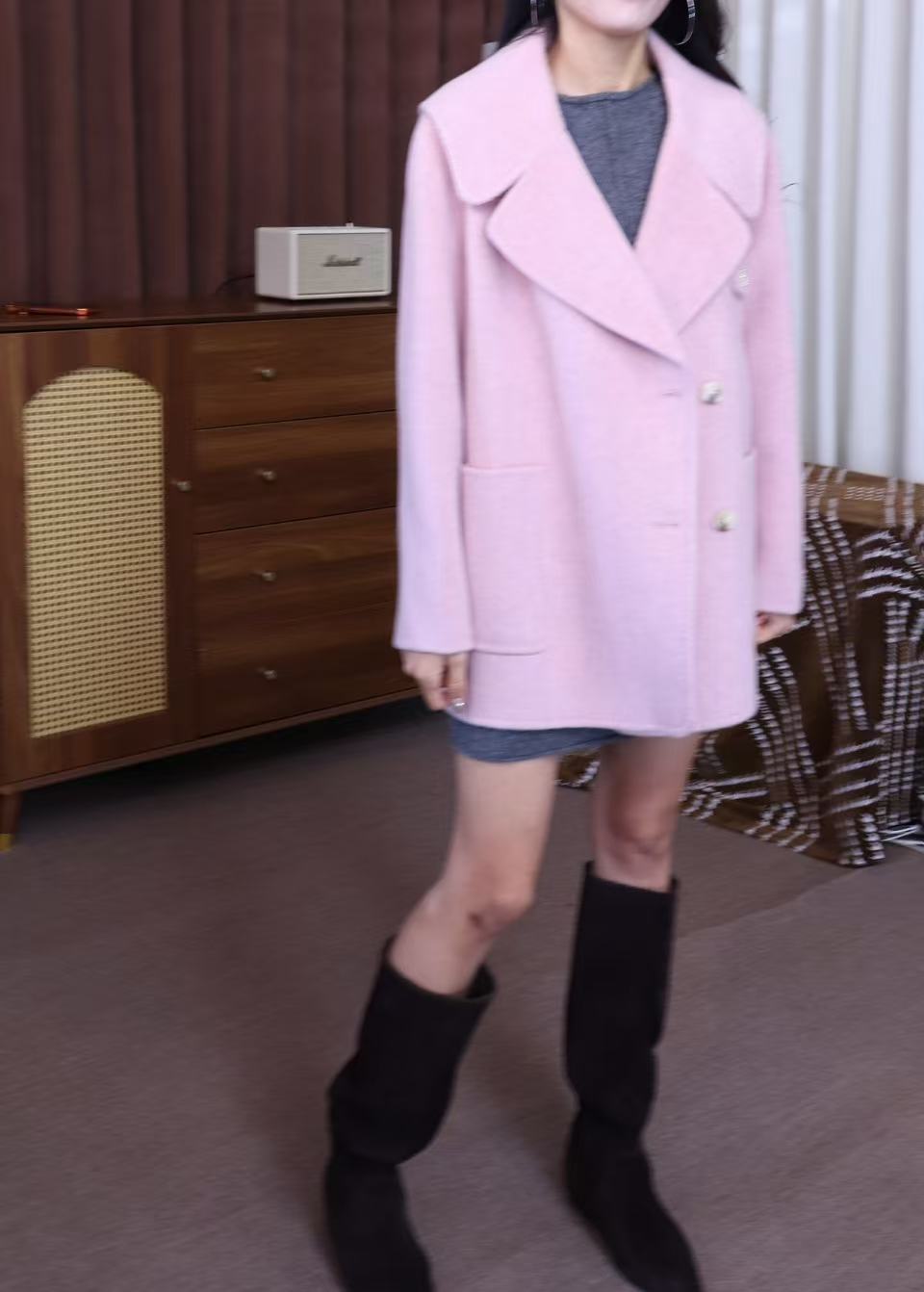 2025宽松百搭外套韩版双面羊绒大衣