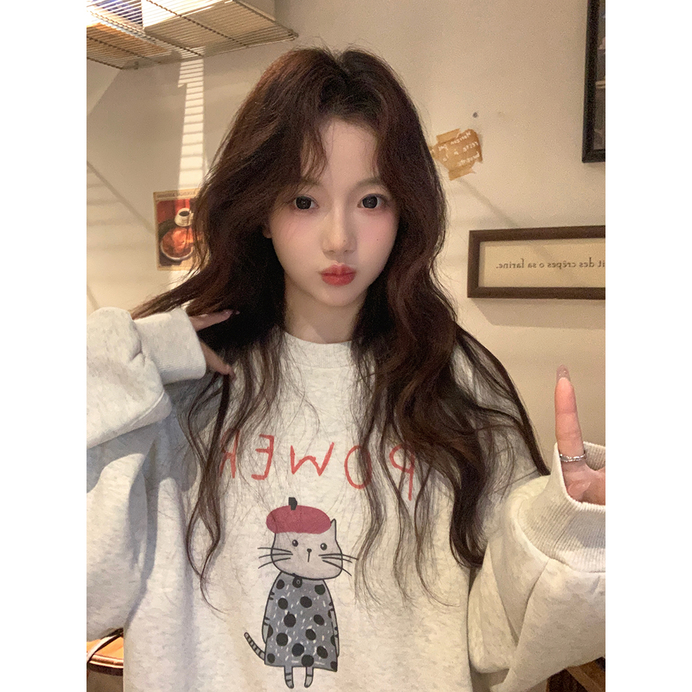 张贝贝 红运小猫 新疆棉一体绒 小红帽猫咪卫衣