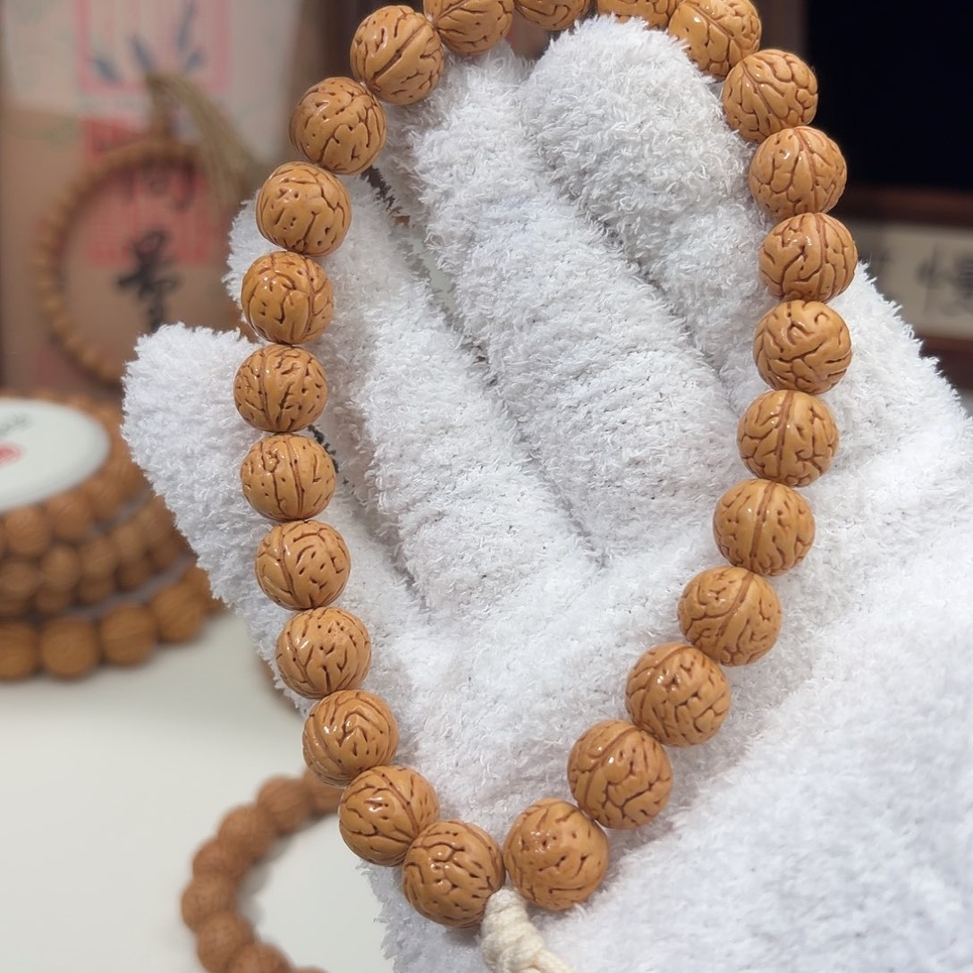 可***贺桃核手串1.2「奶油大肠」野生桃核手持