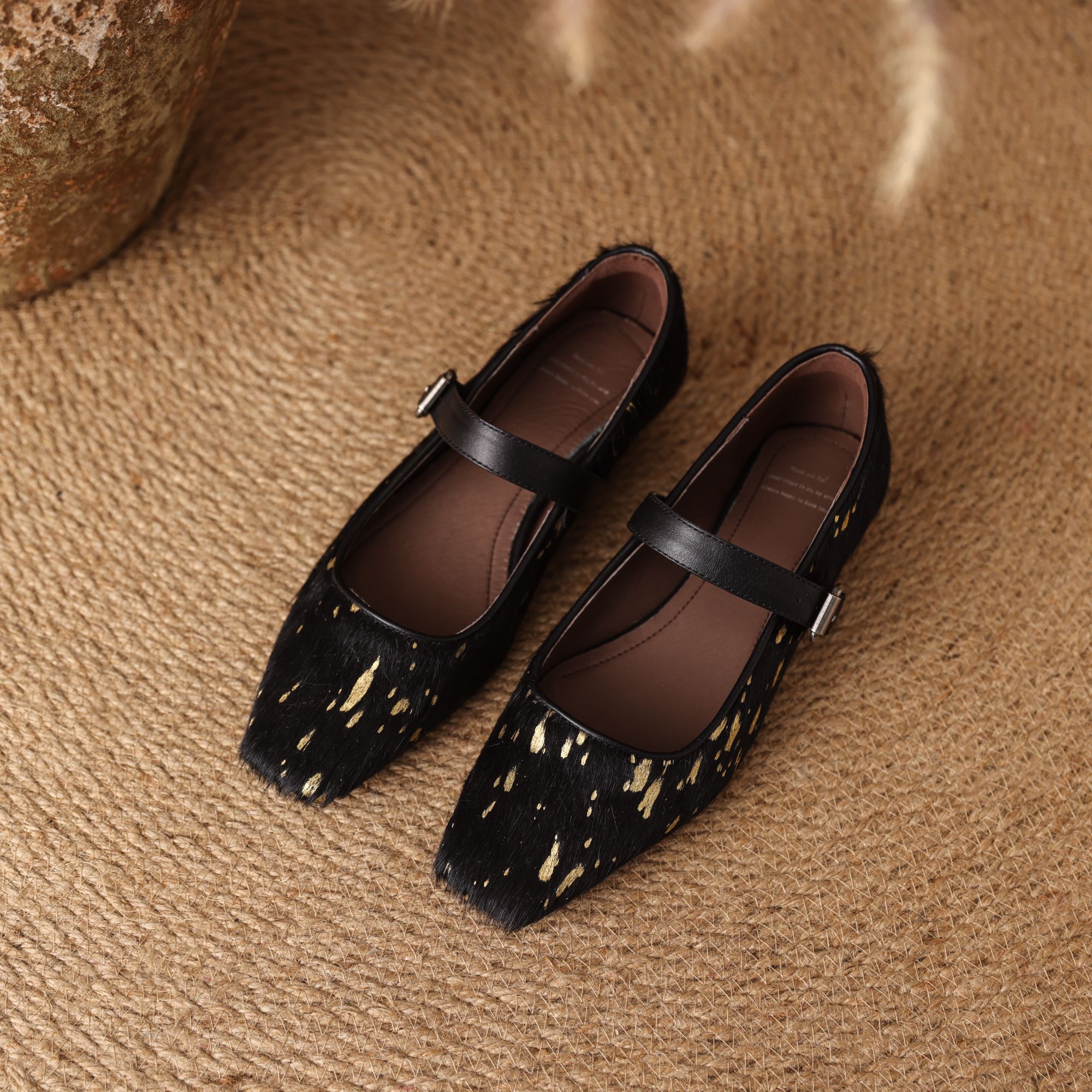 2CM/马毛法式软底百搭复古方头单鞋