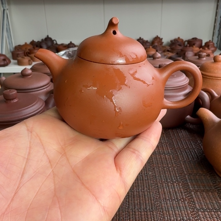 茶壶紫砂小红泥茄瓜微晃盖120cc