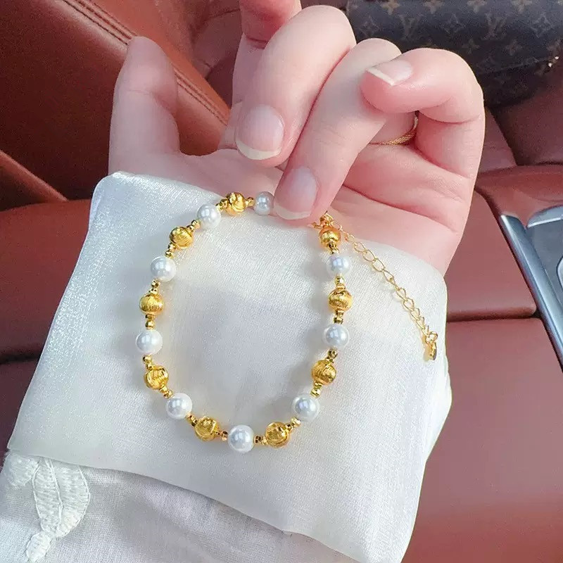 合金仿珍珠手链 手链精致爆闪转运珠气质百搭高级时尚简约仙女