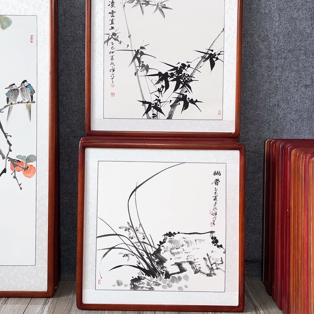国画书画作品带框63×63