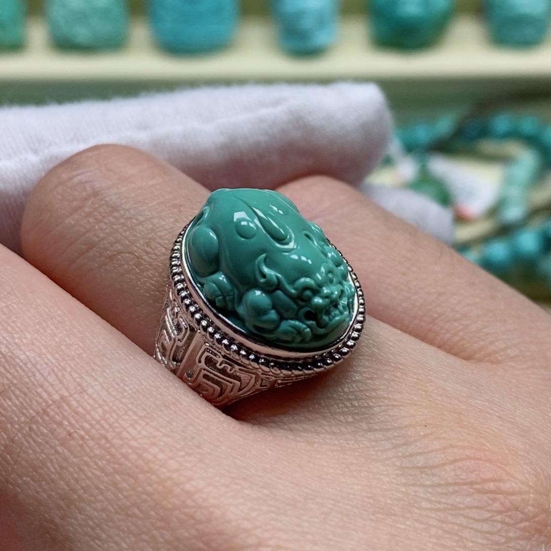 绿松石珠宝奇石银S925镶嵌