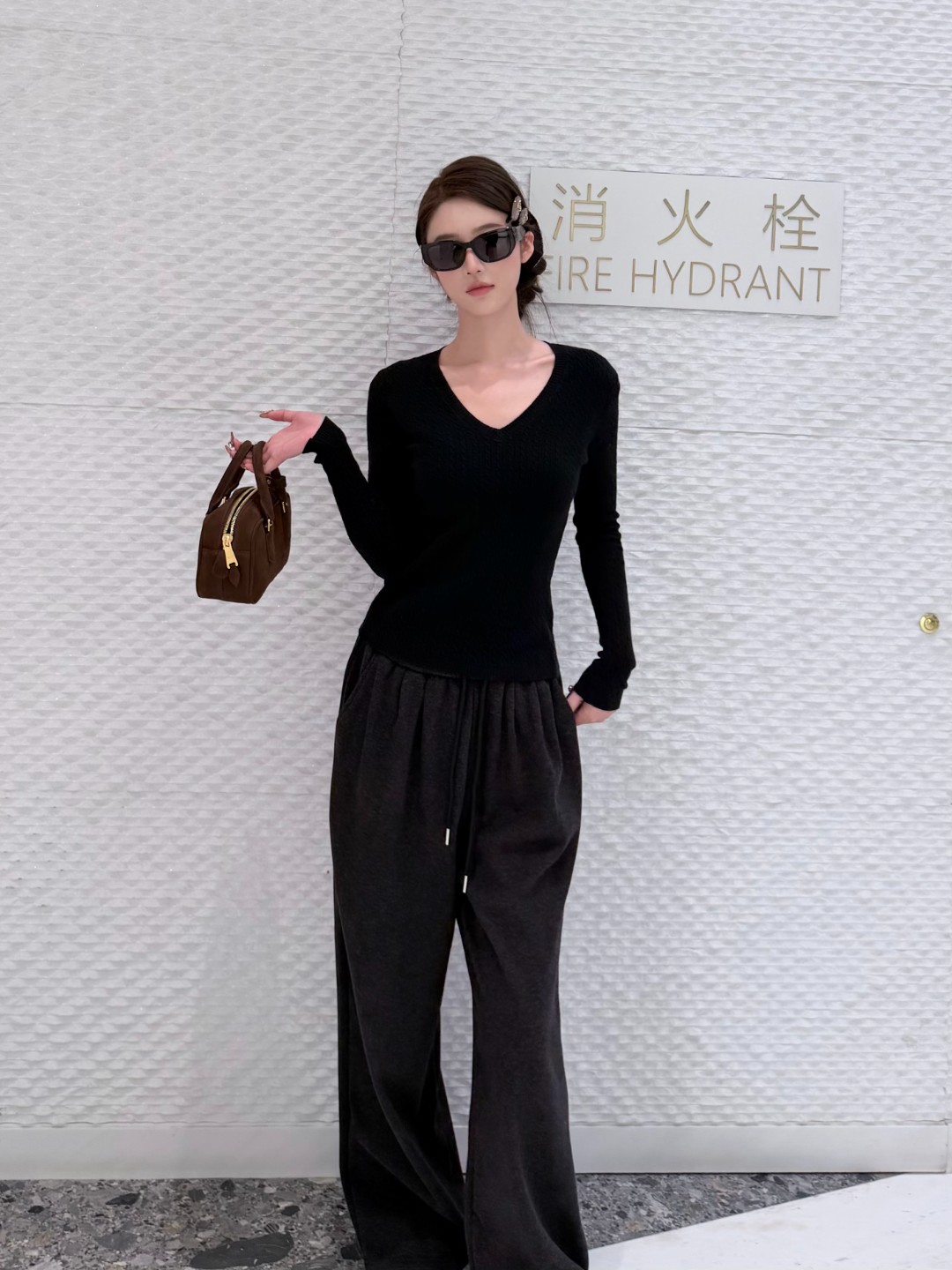 早安婉婉 主线松弛 加厚绒感毛呢松紧腰抽绳休闲裤冬季百搭裤子女