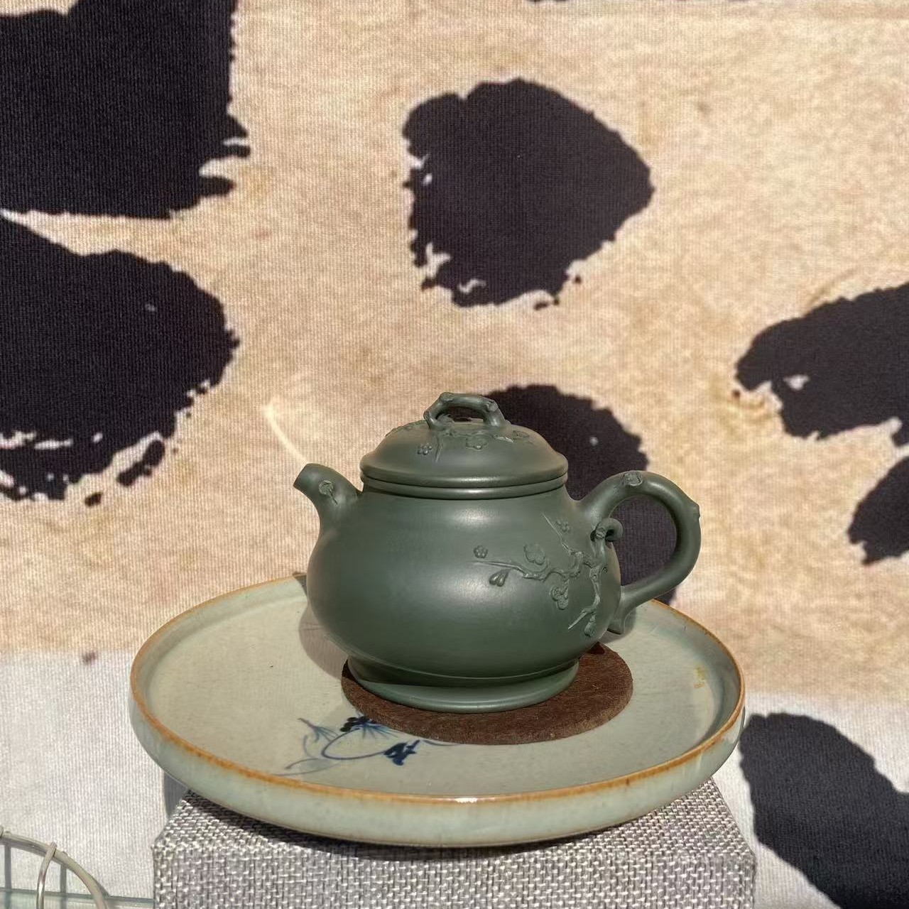 某国绿梅花潘壶茶具泡茶壶260容量，此为调配泥介意慎拍