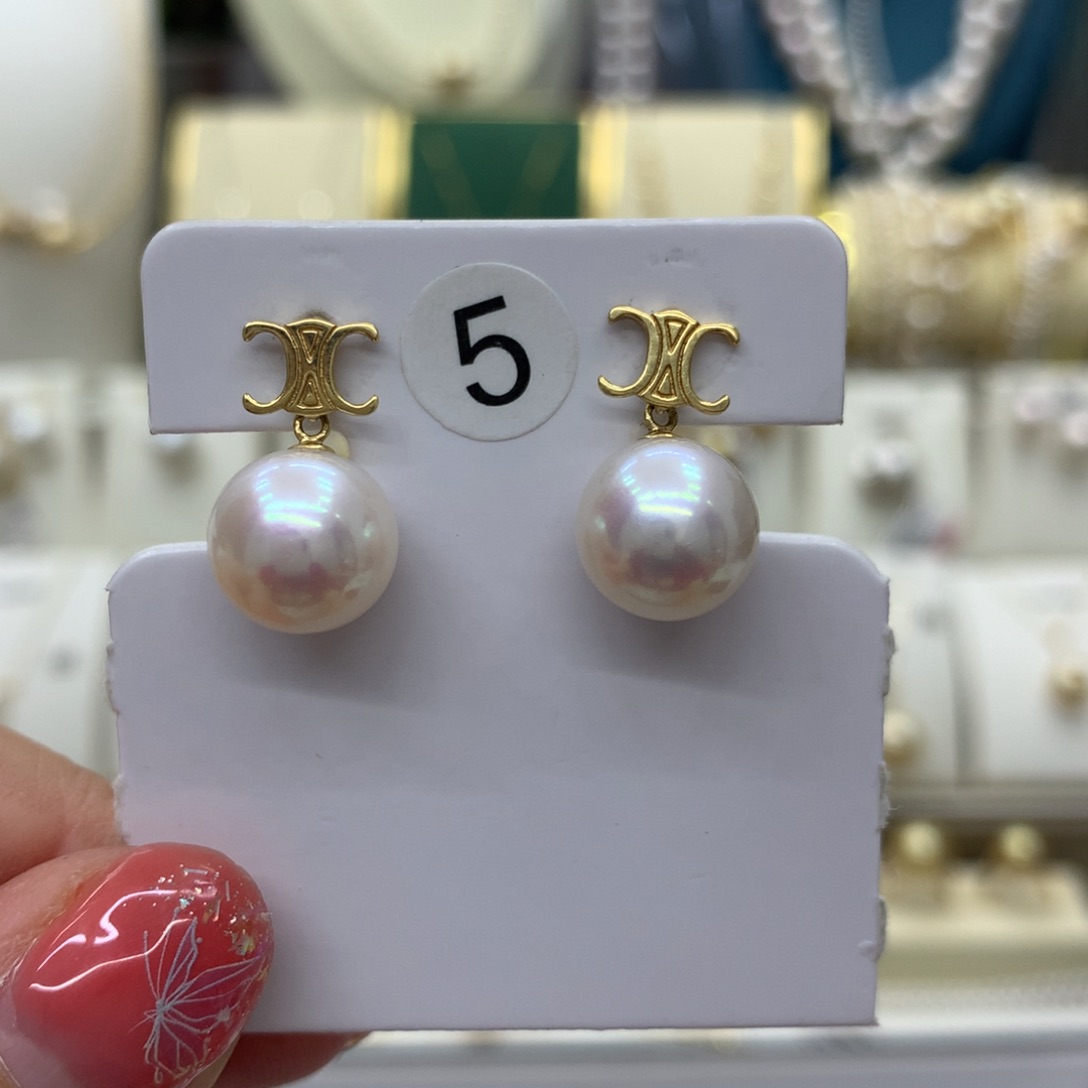 淡水珍珠耳饰18K金镶嵌