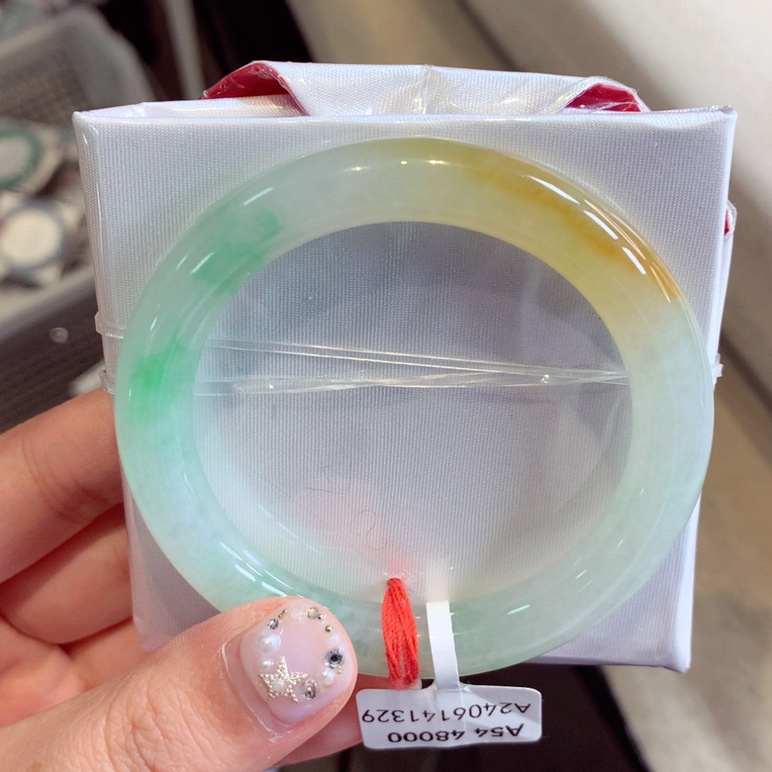 翡翠手镯未镶嵌14圆条77