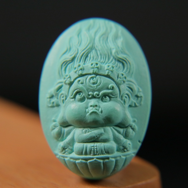 原矿绿松石黑小天 尺寸18.5×26.8×10.6mm，重6.59g