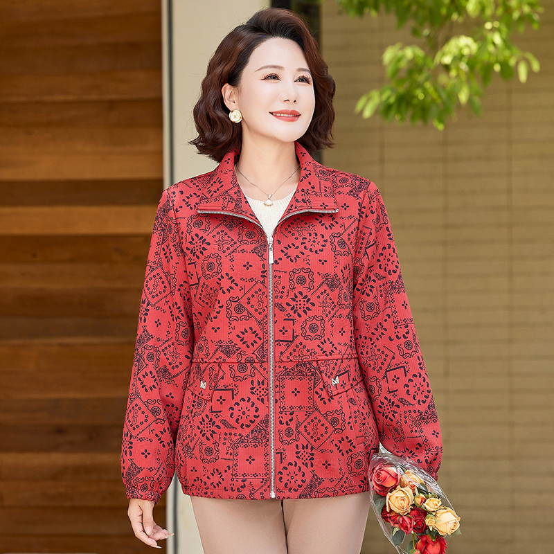 中年妈妈秋装2025新款洋气夹克上衣中老年女装风衣春秋季宽松外套