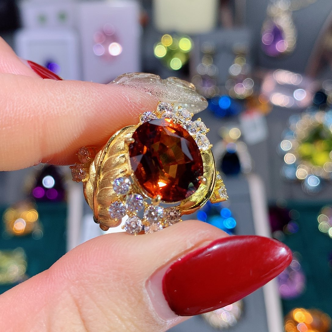 水晶戒指9K金镶嵌戒指