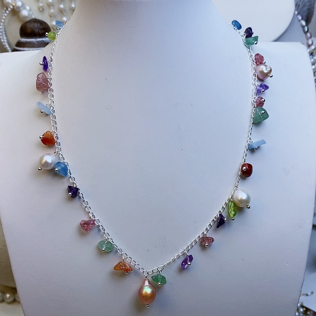 淡水珍珠颈饰银S925镶嵌