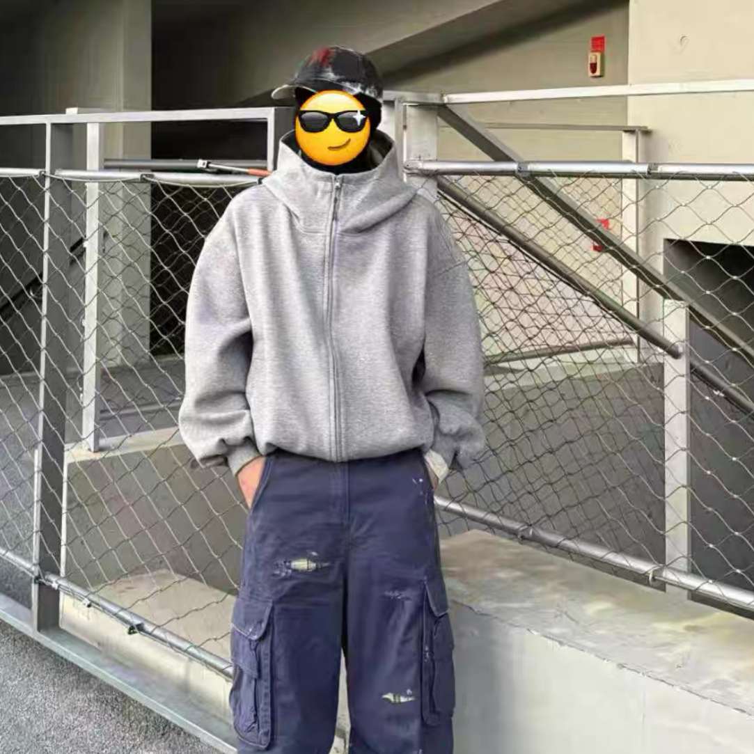 断码福利！美式重磅不规则拼接拉链开衫连帽衫解构外套 男女同款 