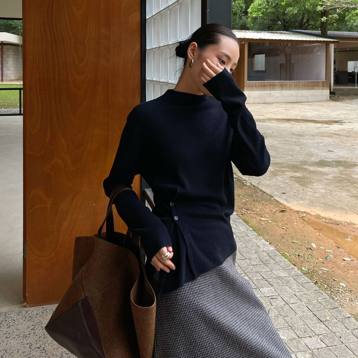 PURITYYH极简百搭不规则洋气温柔针织衫小众时尚上衣韩系秋季毛衣