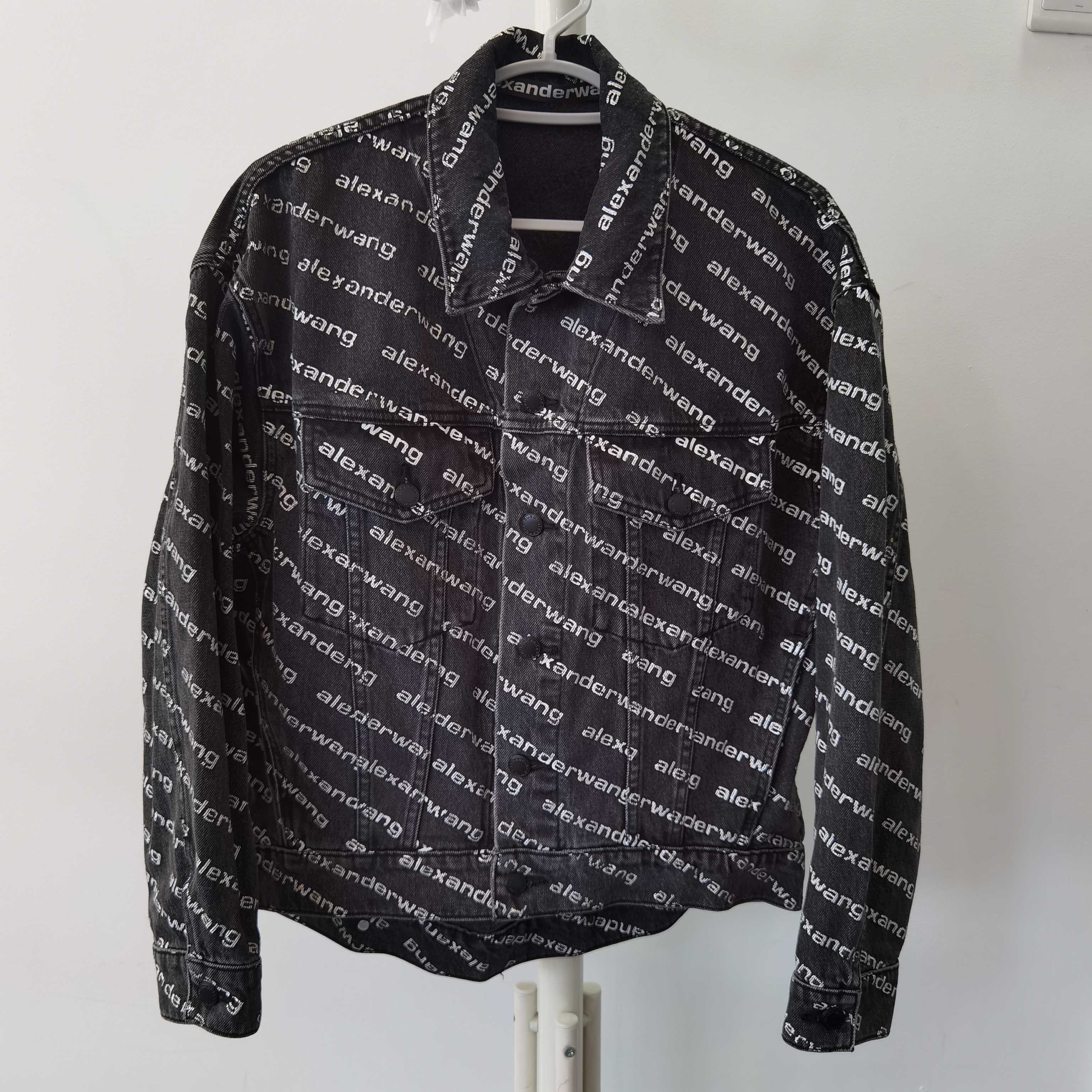 95新 ALEXANDER WANG 亚历山大王FW20 Logo牛仔机车夹克外套