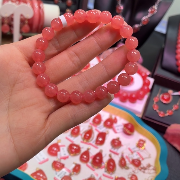 菱锰矿（红纹石）未镶嵌手串