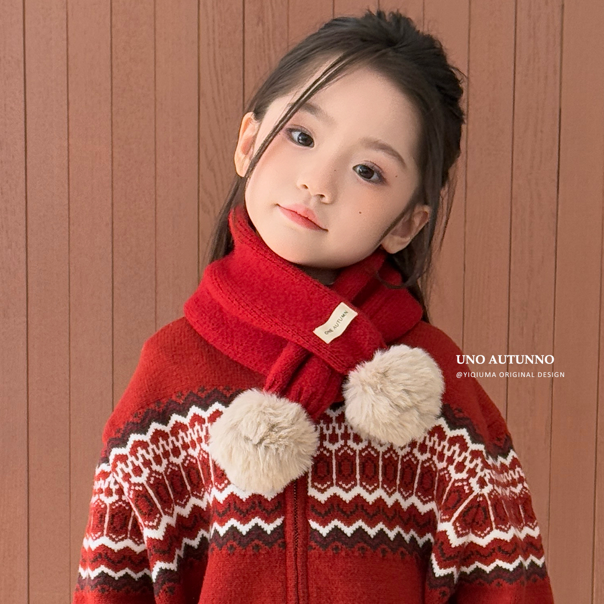 「UNO AUTUNNO」【冬暖】女中大童秋冬季保暖加厚针织护颈围巾YC6198
