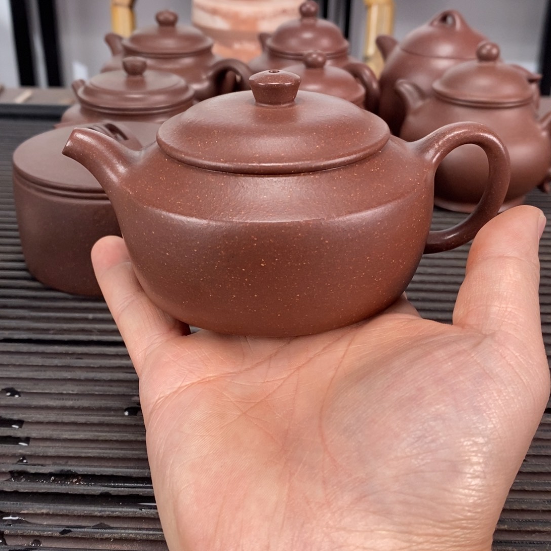 紫砂茶壶底槽清石鼓容量210毫升