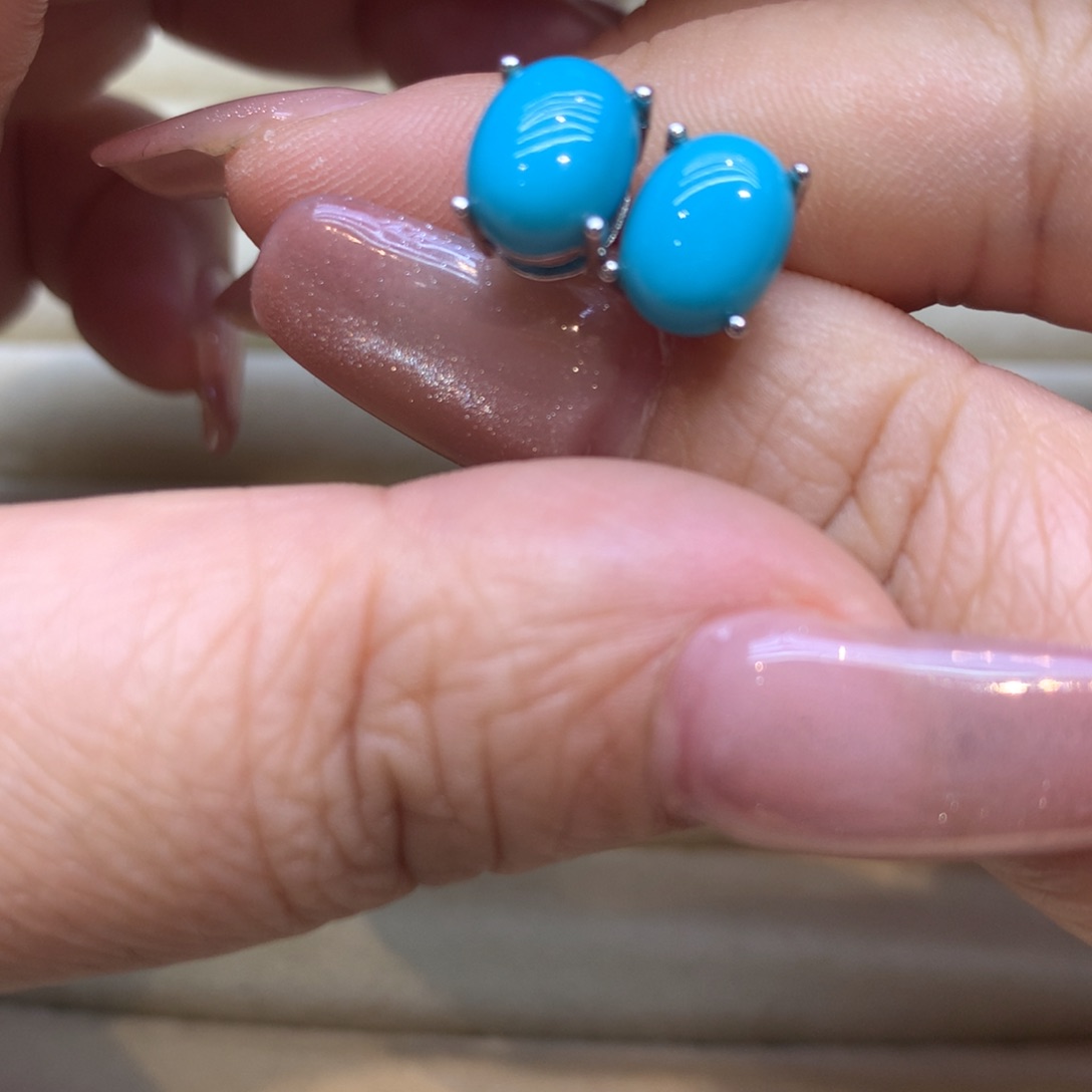 银S925镶嵌绿松石耳饰