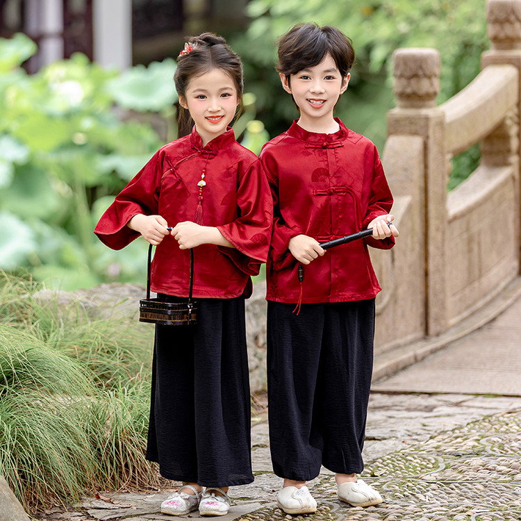 儿童秋款2025新款秋秋国风童装男女童时尚复古儿童唐装演出服潮儿