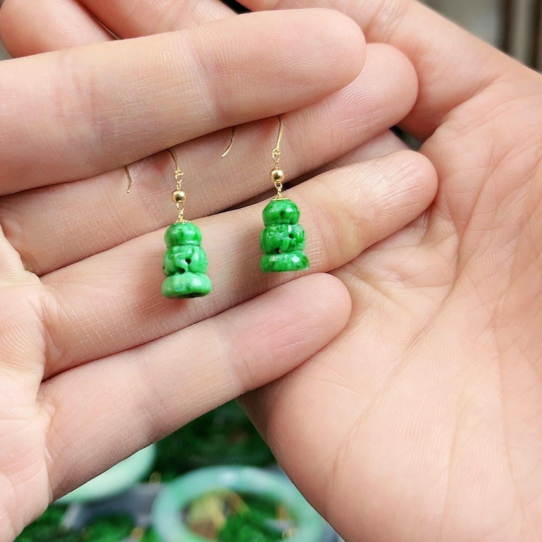 翡翠耳饰18K金镶嵌耳饰