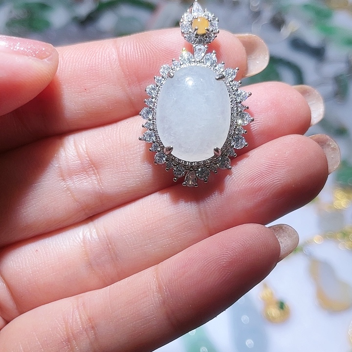 翡翠银S925镶嵌颈饰