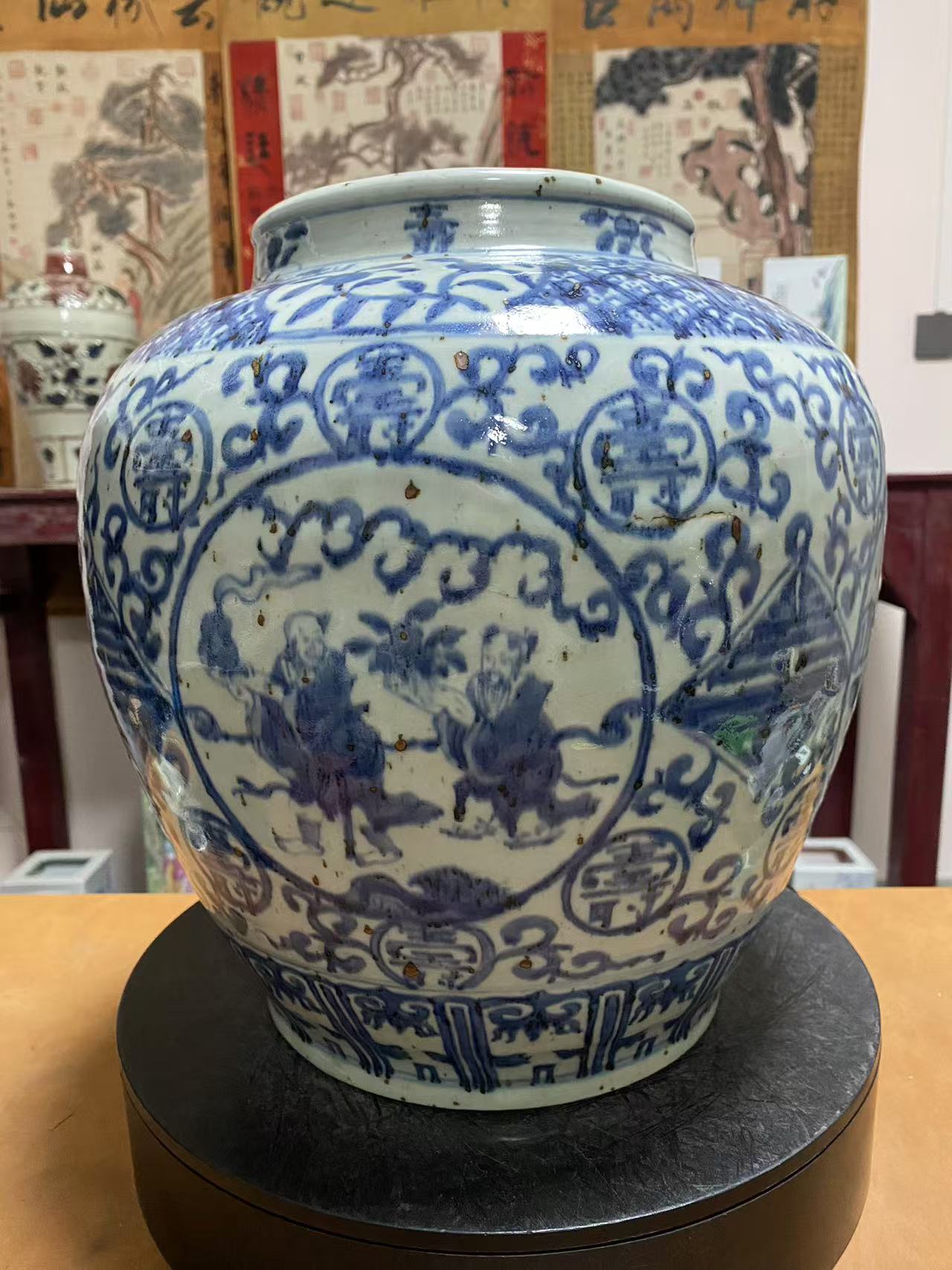 景德镇陶瓷青花八仙人物罐