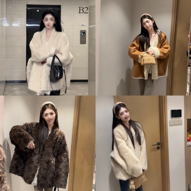 锦羽双栖”鼎厚版本！定制网红环保小湖羊气质毛毛外套2025秋冬爆款