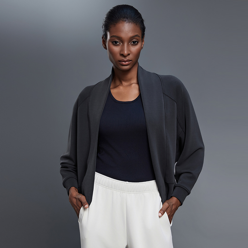 露露同款休闲秋冬季女常规款短外套短款时尚黑色上衣春夏道袍