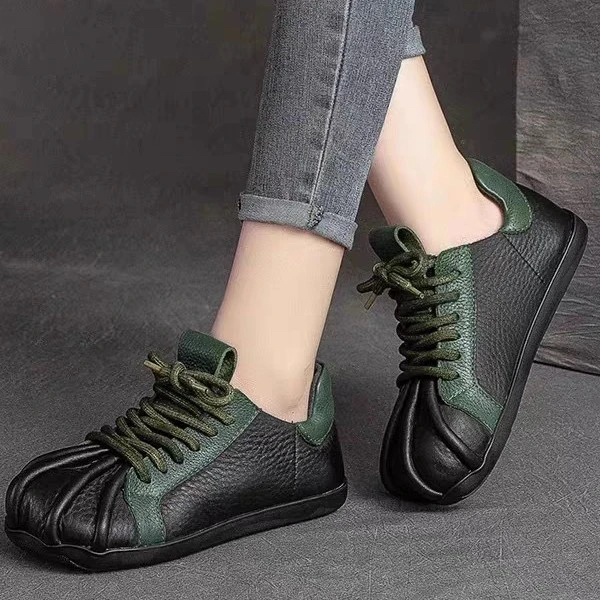 （退货补运费）新款单鞋小皮鞋防滑软底舒适系带圆头秋季妈妈鞋