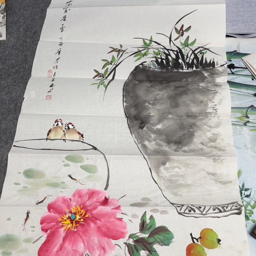 国画12.6纯手绘无边框作品