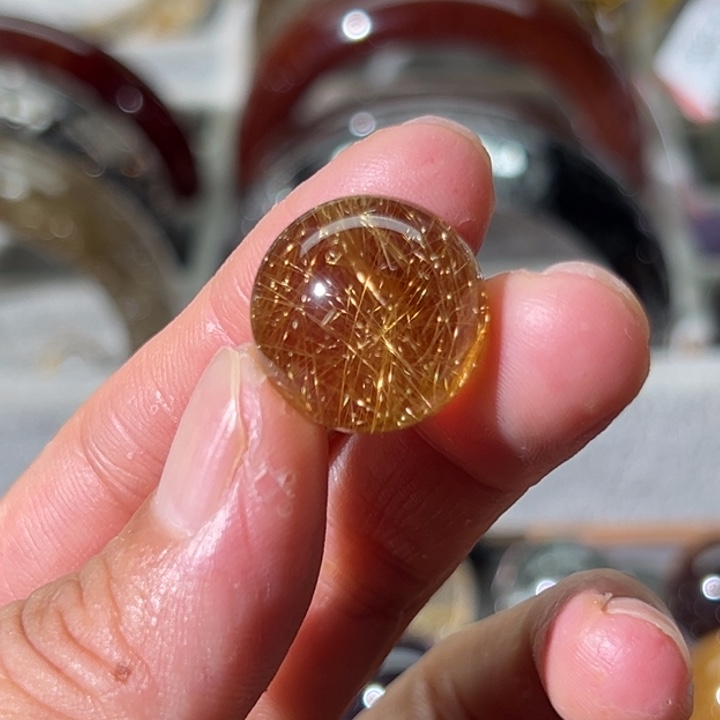 未镶嵌颈饰水晶笑*呵天然金发晶珠子