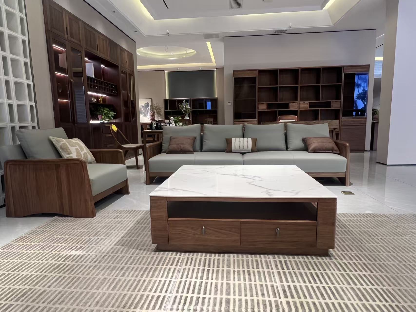 纯实木南美黑胡桃木新中式家用客厅极简轻奢实用方茶几M-75