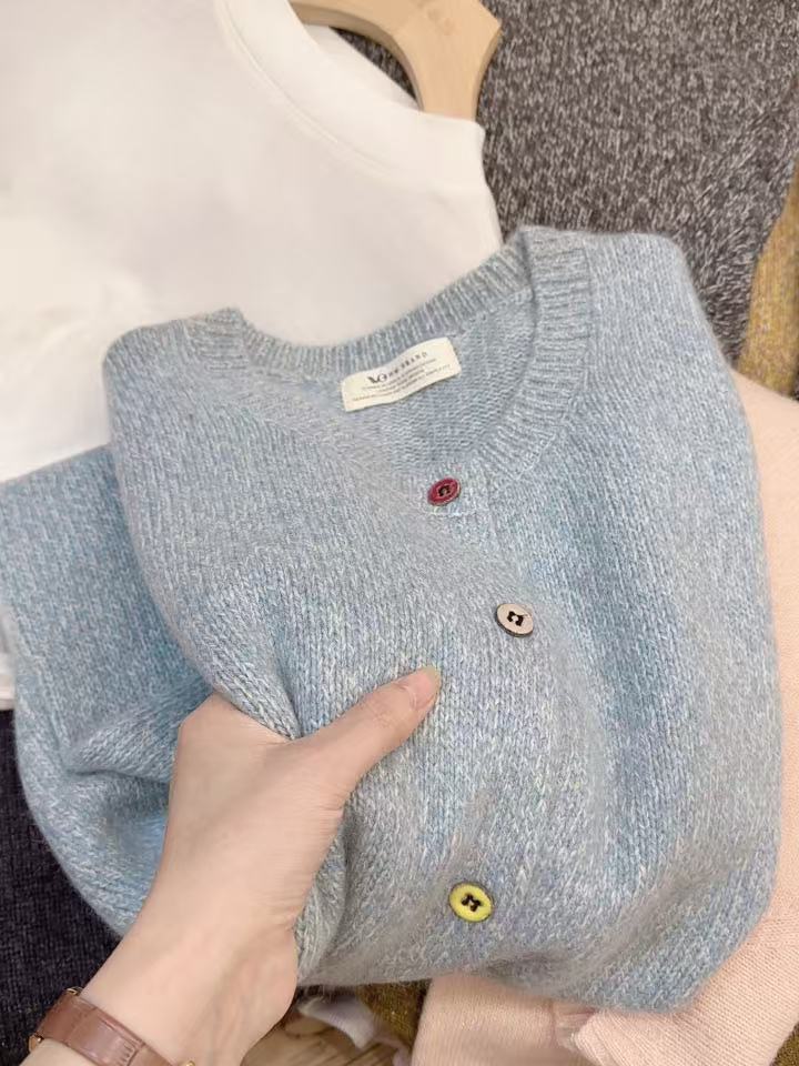 C1七言家 高货花纱baby蓝毛衣开衫1