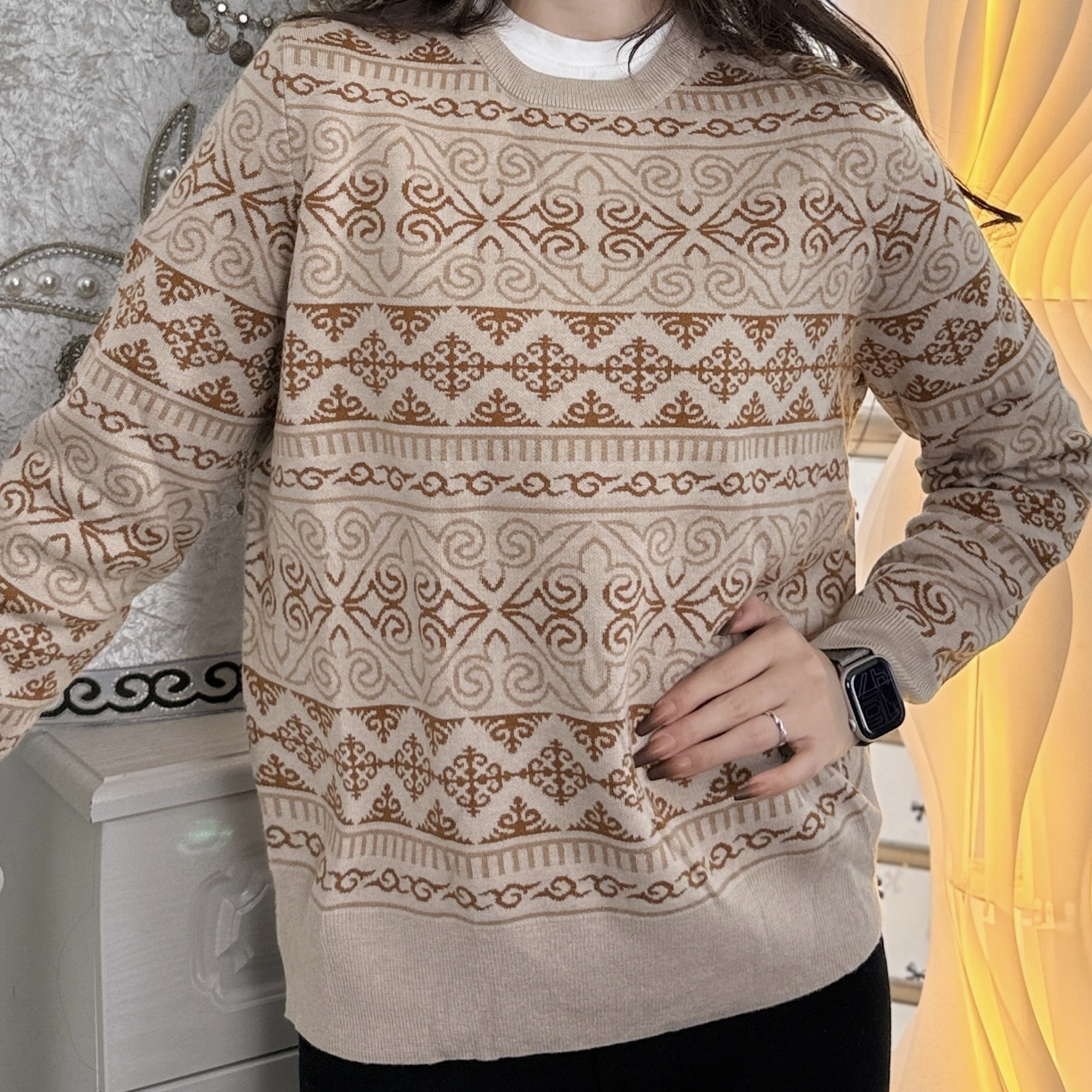 提花厚款秋冬民族风毛衣