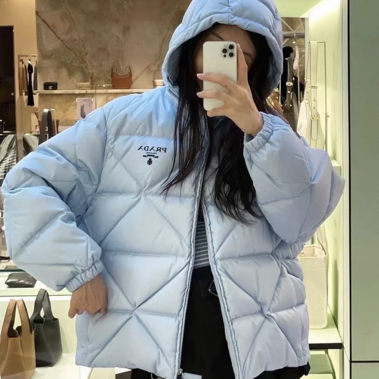 全新未使用 Prada/普拉达 汤/P205639096/logo羽绒服