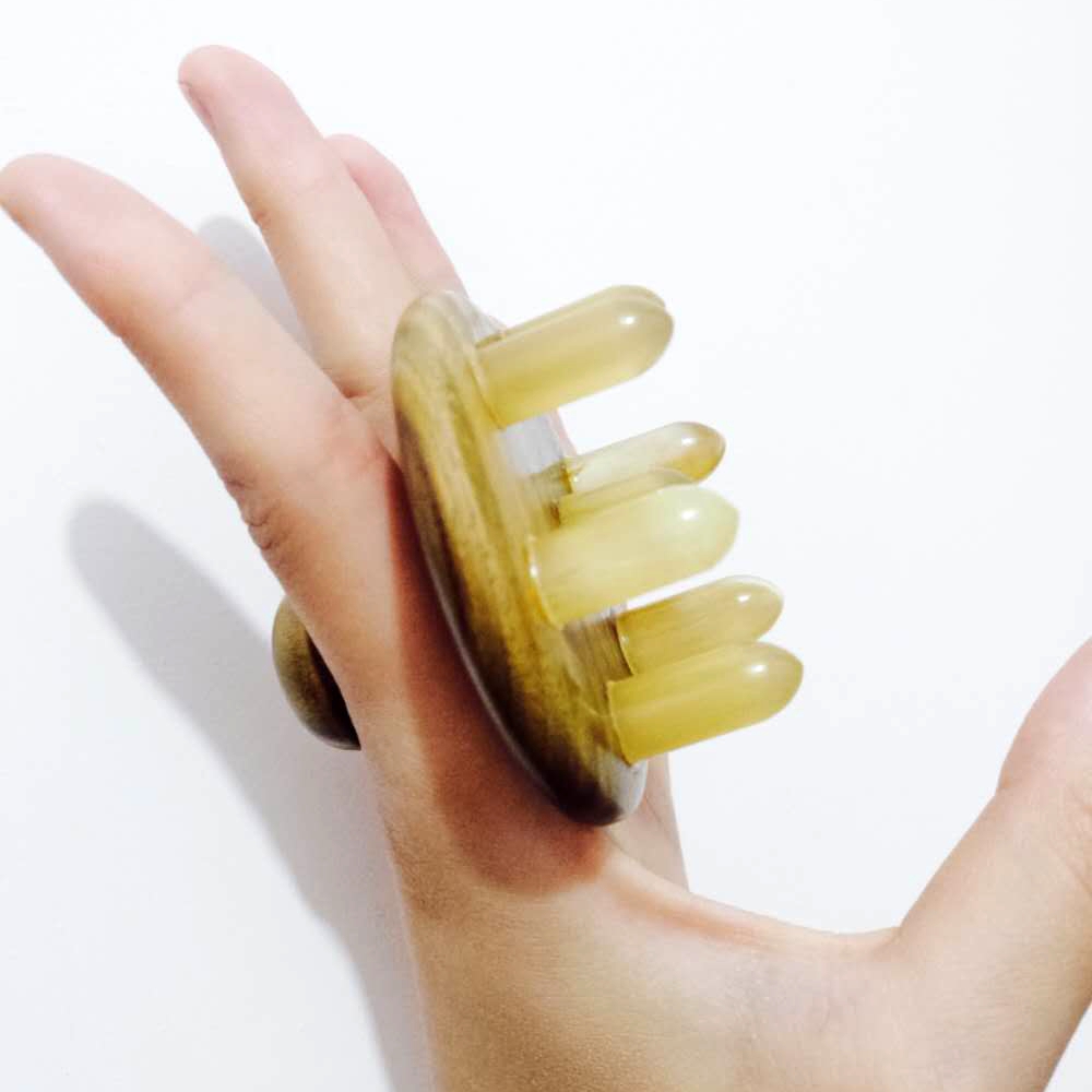 天然檀木牛角梳头发部头皮洗头按摩梳子疏通经络梳头疗男女经络刷