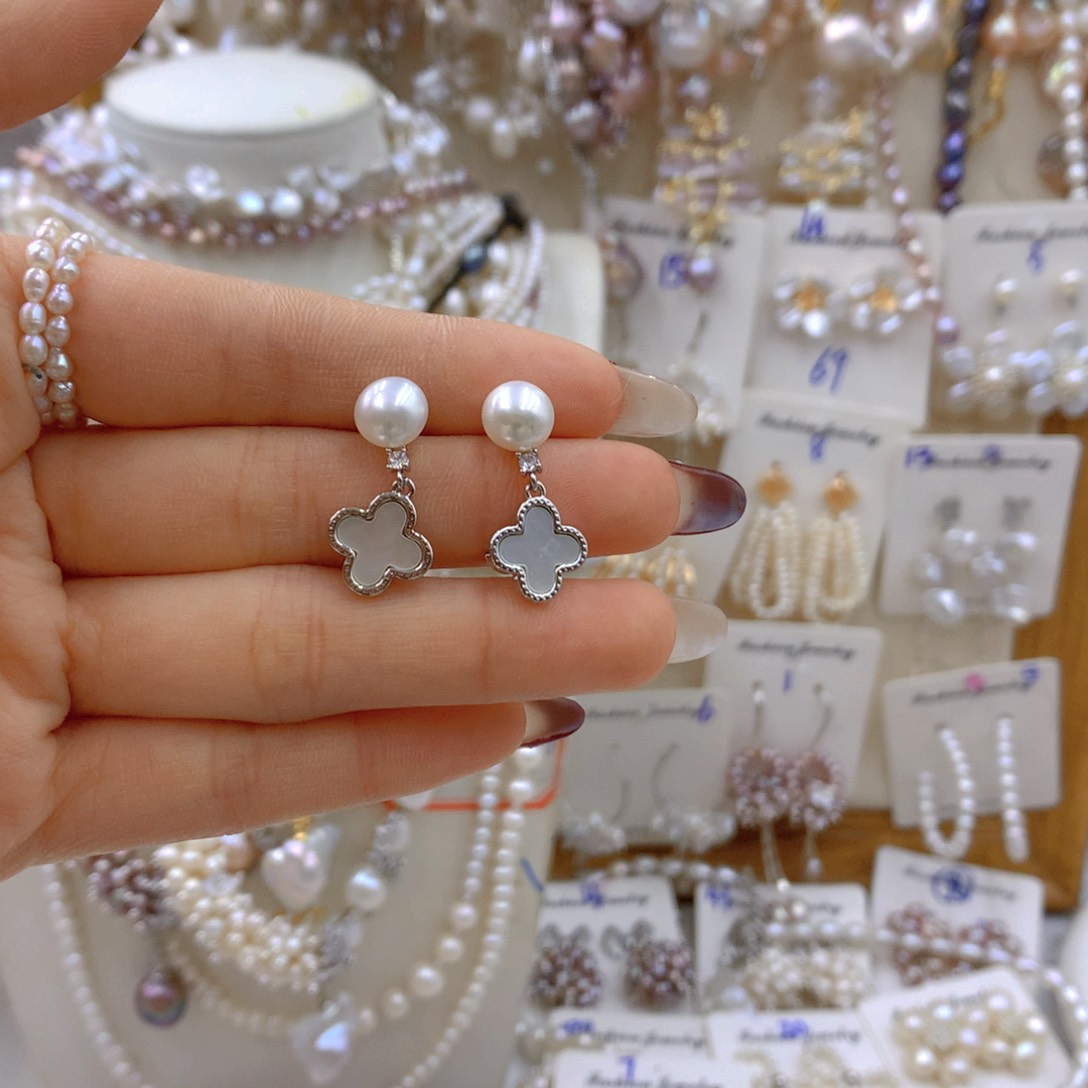 淡水珍珠耳饰合金