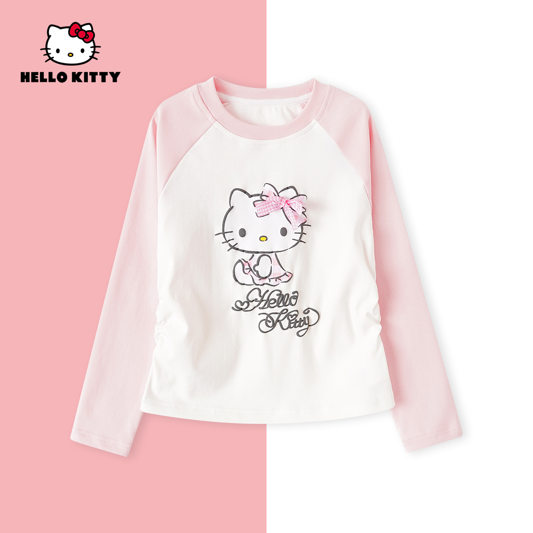 HelloKitty春季新款女童上衣卡通长袖女宝打底衫AC5121MK010 KT
