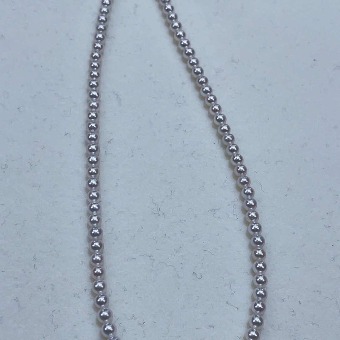 淡水珍珠颈饰银S925镶嵌3.5m左正圆极光冷青白亮瞎眼