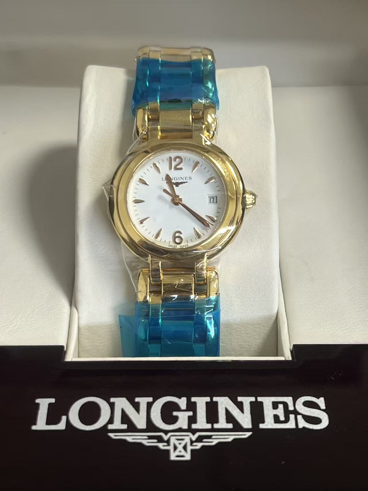 99新 Longines/浪琴 浪琴 L8.110.5.16.6/心月110经典18k间后配带